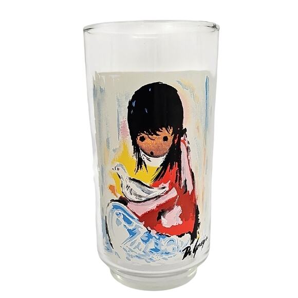 Ted DeGrazia Set of Two Signed Art Glasses w/Children of Native America Design - Picture 3 of 6